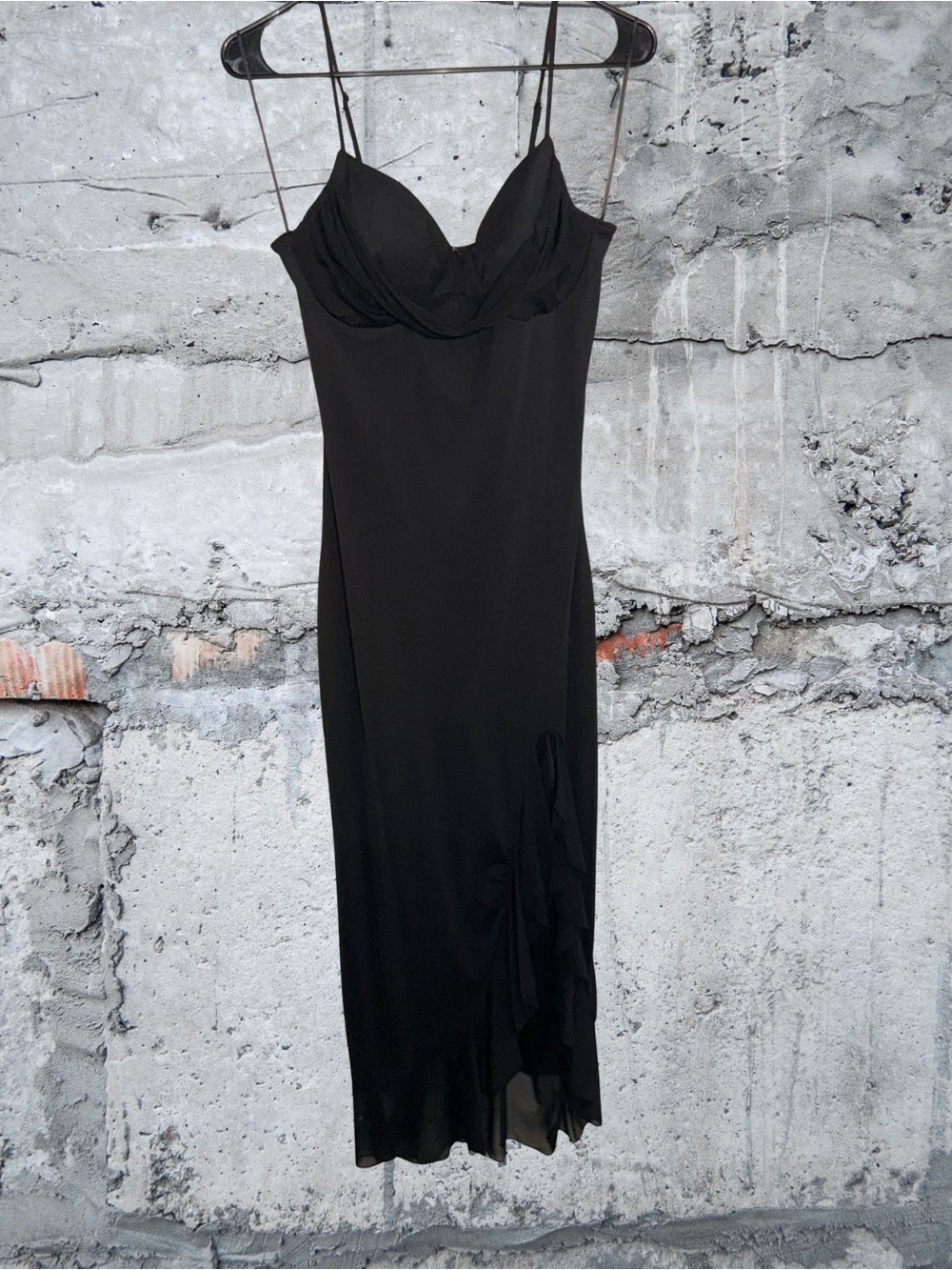 Lovely Day Black Maxi Slip Dress with Spaghetti Straps
